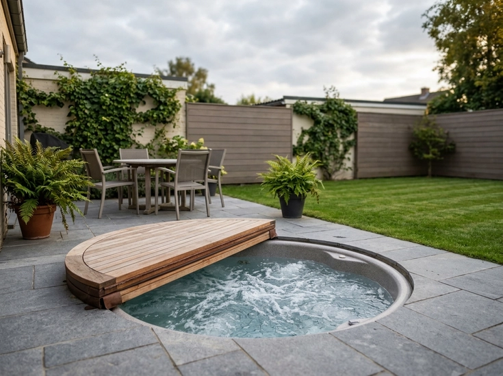 Patio-Inset Hot Tub Pool