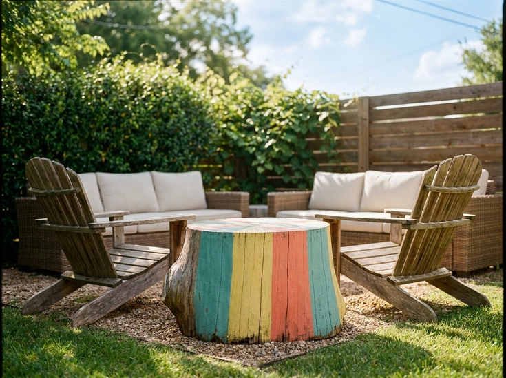 Striped Colorful Stump Table